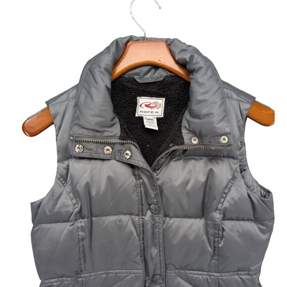 Roper Down Puffer Vest Womens Metallic Silver Fleece Lined Full Zip Size S - Picture 3 of 11